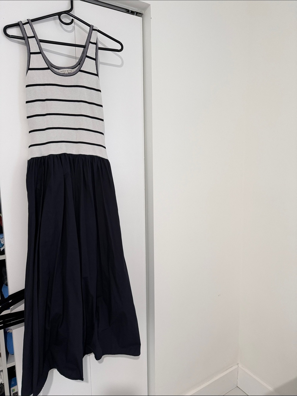 Moon River Navy and White Striped Tank Maxi Dress